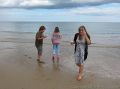 Saturday in Cromer: 7 August 2010<br />Joe, Izzy and Kerry on the beach at East Runton